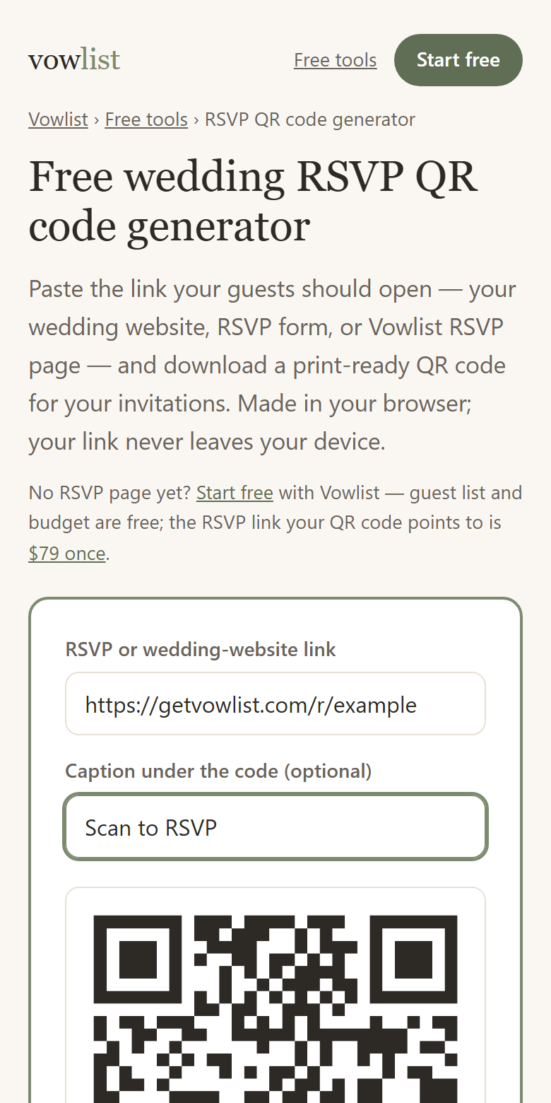 QR code generator — for the invitations